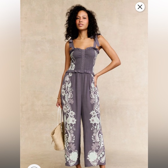 Caballero Pants - Caballero Rose Graphite Protea Paisley Jumpsuit Sz M
